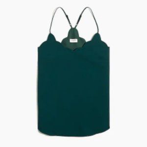 J Crew Factory Scalloped cami top Academic Green